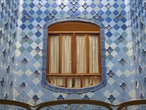 Window in the staircase of Casa Batllo, Barcelona, Catalonia, Spain, Europe