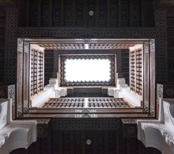 MARRAKECH, MOROCCO, APRIL 18, 2023, Famous Medersa Ben Youssef in the medina of Marrakech