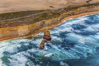 Gorgeous Ocean Turquoise Surf. Helicopter flight. Australia. The Twelve Apostles and Great Ocean
