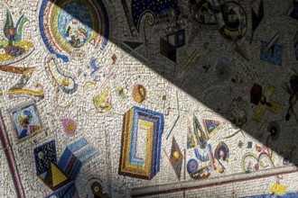 Colourful modern mosaic in a play of sun and shadow