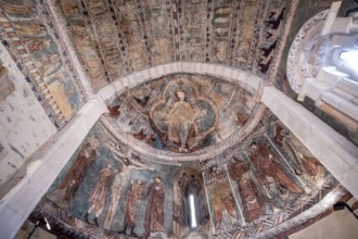 Gothic paintings, apse, Church of San Martín de Tours, Gazeo, Álava, Spain, Europe