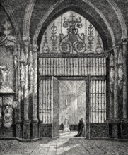 Interior view of he Cathedral of Saint Mary of Burgos, Spain, 19th Century, Europe