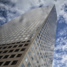 Detail of futuristic skyscraper in Denver in USA