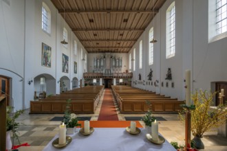 The organ loft, St Mary's is the Catholic parish church, its patron saint is Mary, Queen of