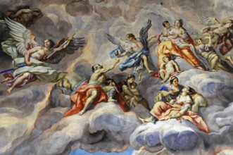 Detail of dome fresco by Johann Michael Rottmayr, Karlskirche, 1716-1736, Vienna, Austria, Europe,