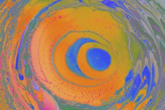 Beautiful abstract art of Ebru marbling painting techniques on water with acrylic paints
