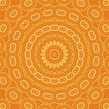 Bright orange background with abstract radial pattern