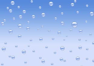A lot of water drops over blue gradient background, a raster drawing