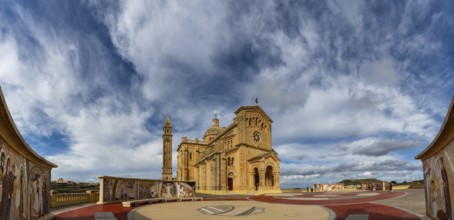 Gharb, Malta, 19 December, 2023: panorama view of the Basilica of the National Shrine of the