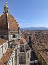 Aerial view of the cathedral Santa Maria del Fiore in Florence, Italy, Europe