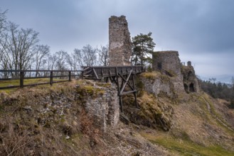 Stone vault of the castle ruins Zubstejn, Czech republic