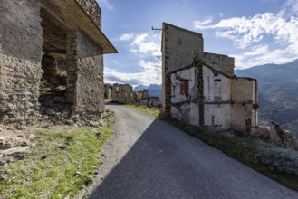 Lost place, abandoned houses and ruins in the ghost village, Gairo Vecchio, Gairo, Ogliastra,