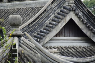 Grey background of traditional japanese roof architecture, Osaka, Japan, Asia