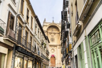 Charming Street leading to Cathedral of Granada, Andalucia - Spain