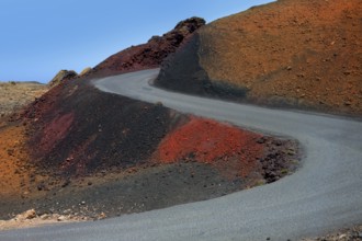 Lanzarote Timanfaya Fire Mountains road in Canary Islands
