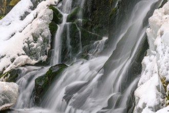 Frozen waterfall in the mountain in winters, France, Europe