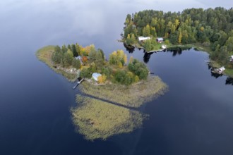 Aerial drone view of Rono and Varnisaary island in kallavesi lake Eastern finland Kuopio, Europe