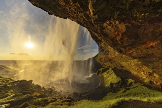 Behind Seljalandsfoss, south coast, Iceland, Europe