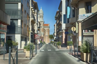 Empty street at lunchtime in St Raphael, South of France 2017