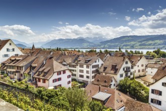 View of Rapperswil and zurich lake from the castle walls, Switzerland, Europe