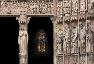 Strasbourg Cathedral, Cathédrale Notre-Dame de Strasbourg, centre west portal, wall figures: