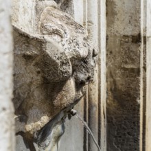Detail of an ancient fountain in Spoleto Italy