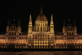 The famous Hungarian Parliament scenically illuminated at night