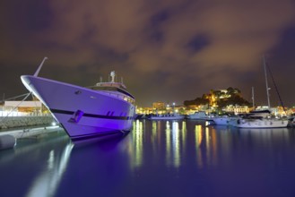 Denia port sunset dusk in marina at Alicante Spain