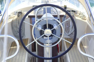 Boat rudder wheel white sailboat detail beautiful yacht
