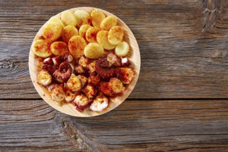Tapas Pulpo a Feira with octopus potatoes gallega style and paprika recipe from Spain