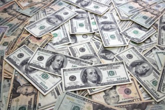 Dollar bank notes many banknotes bills American currency