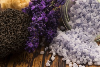 Lavender bath salt and some fresh lavender