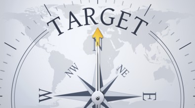 An image of a compass directing to target 3d illustration