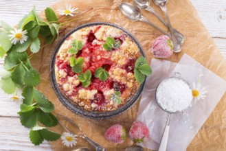 Strawberry buttermilk cake with pistachios