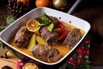 Beef rolls from the oven