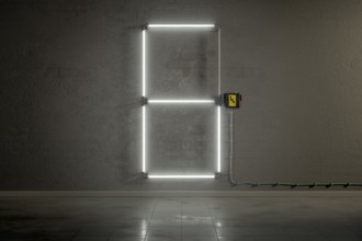 3d rendering of neon tubes building the number six