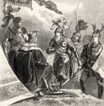 Faust in armor and the Emperor, Faust II, Johann Wolfgang von Goethe