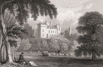 Airth Castle, Airth, Falkirk, 19th century, from Modern Athens by Th. H. Shepherd