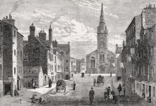 Sheriff Brae, looking towards St. Thomas Church, Edinburgh, Scotland, 19th century
