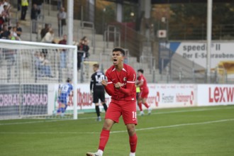 Yann Sturm (SC Freiburg II / U23) celebrates the 1-0 Tor tor by Marco Wörner (SC Freiburg II / U23)