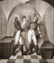 Emperor Alexander I of Russia at the tomb of Frederick II. at the Garrison Church in Potsdam, with
