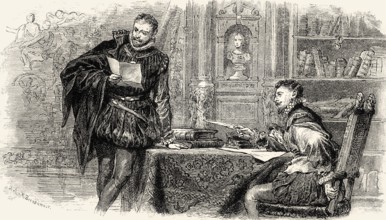 ACT II, SCENE II., Egmont's residence, Egmont with his Secretary, scene from EGMONT by Johann