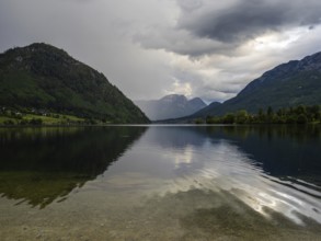 Thunderclouds over the lake, Grundlsee, Salzkammergut, Styria, Austria, Europe