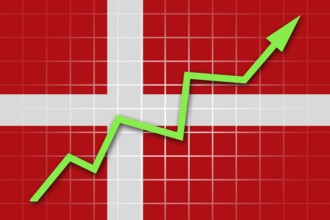 The Danish flag and arrow graph going up