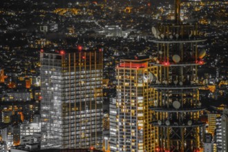 Yokohama night view (single-color processing: orange color). Shooting Location: Yokohama-city