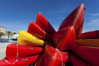 Canoe in the port of Split, Diocletian Palace, Split, Dalmatia, Croatia, Europe