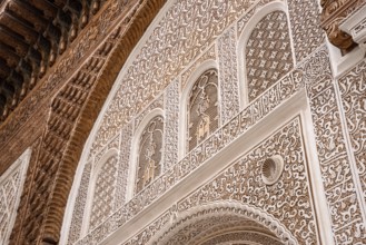 MARRAKECH, MOROCCO, APRIL 18, 2023, Famous Madrassa Ben Youssef in the medina of Marrakech