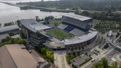 Aerial view of Husky Stadium (officially Alaska Airlines Field at Husky Stadium for sponsorship