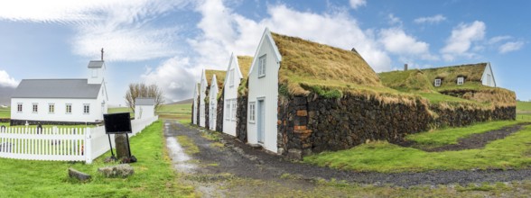 Turf houses built in traditional manner, Northern Iceland