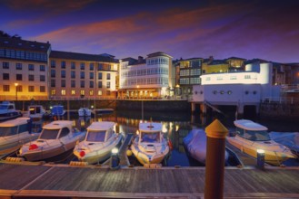 Llanes marina port sunset in Asturias of Spain